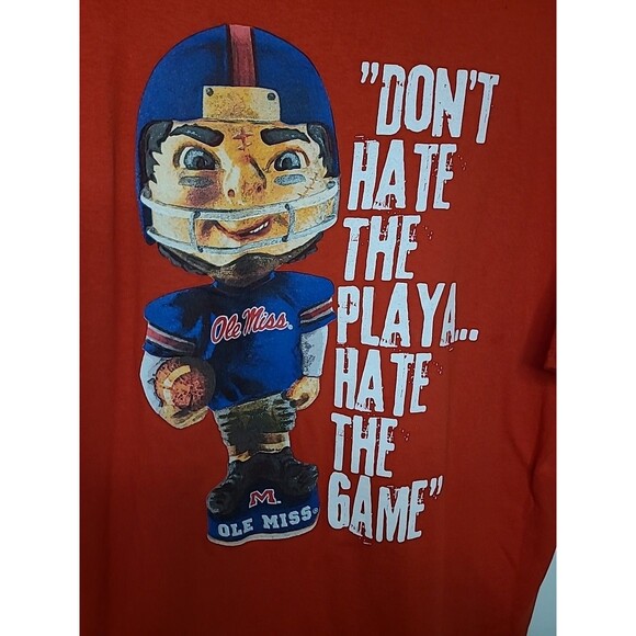 Ole Miss Rebels NCAA Tshirt Mens Size XL Red Short Sleeve "Don't Hate the Playa" - Picture 4 of 8